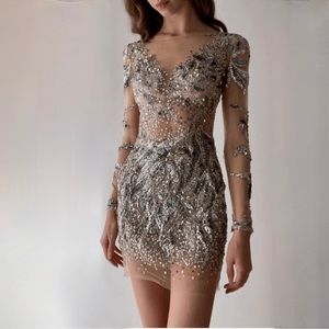 Beautiful embellished crystals sequined Jovani dress size 6